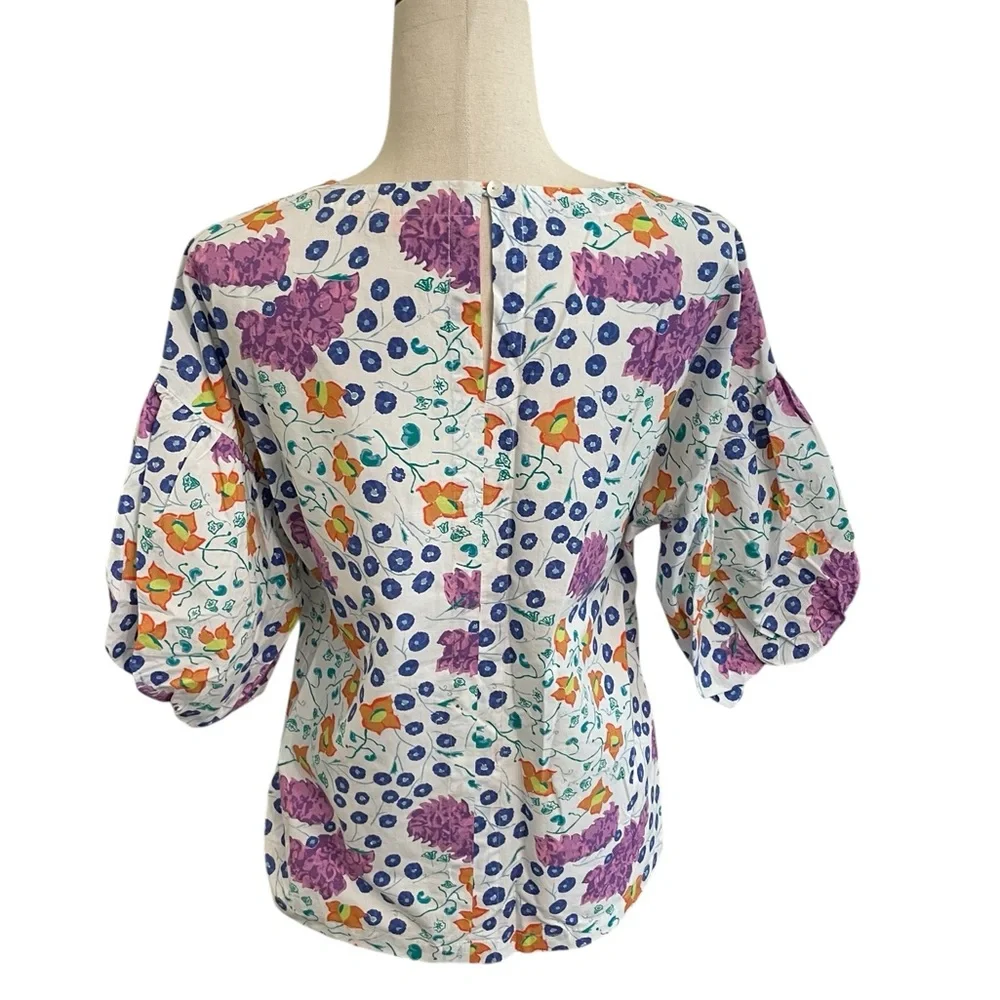 OLIPHANT Floral Patterned Puff Sleeve Blouse NWOT - Picture 7 of 14